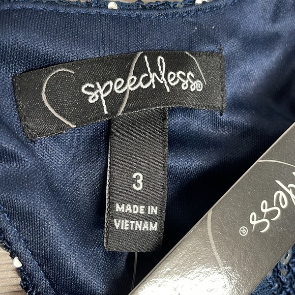 NWT Speechless Navy Cocktail Dress Lace Sequin Cutout Back Detail Chiffon 3 - Picture 12 of 16